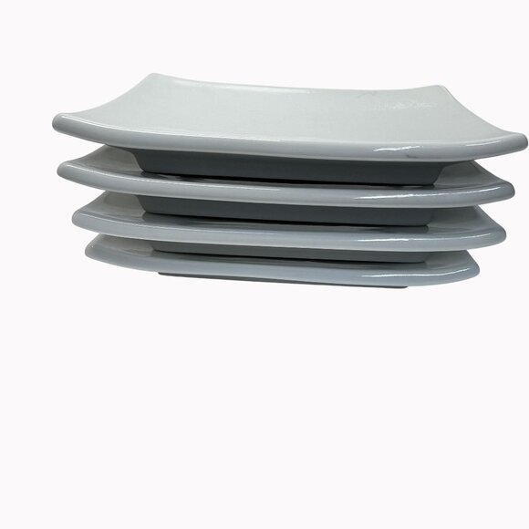 Set Of 4 Pier 1 White Porcelain  Sushi Plates 8"x5.5" Heavy Rectangular - Picture 1 of 6